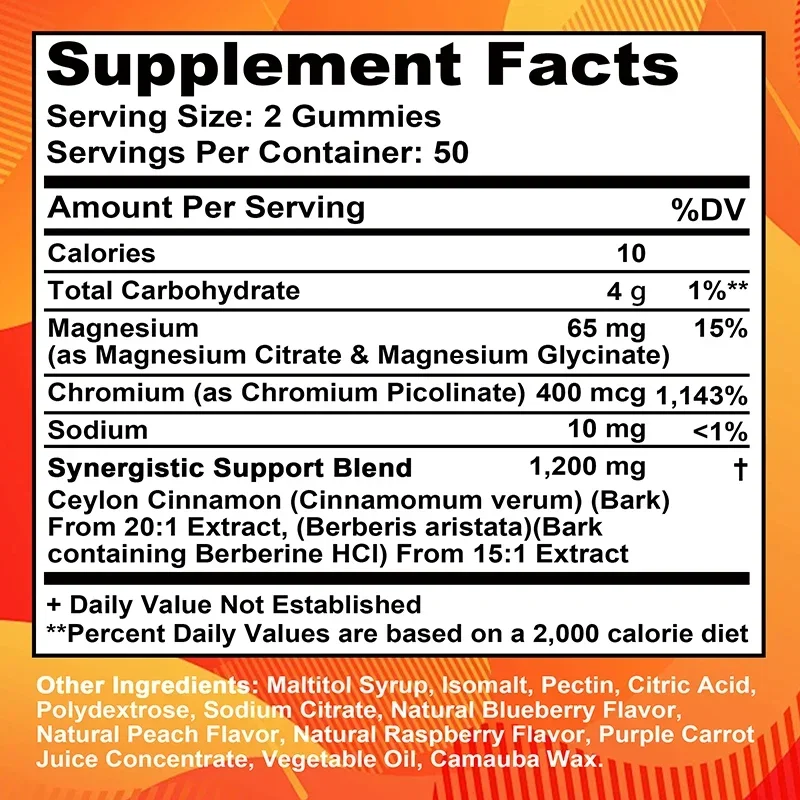 Berberine Gummies 1200MG - Helps Control Blood Sugar, Promotes Cardiovascular and Cholesterol Health, Promotes Metabolism