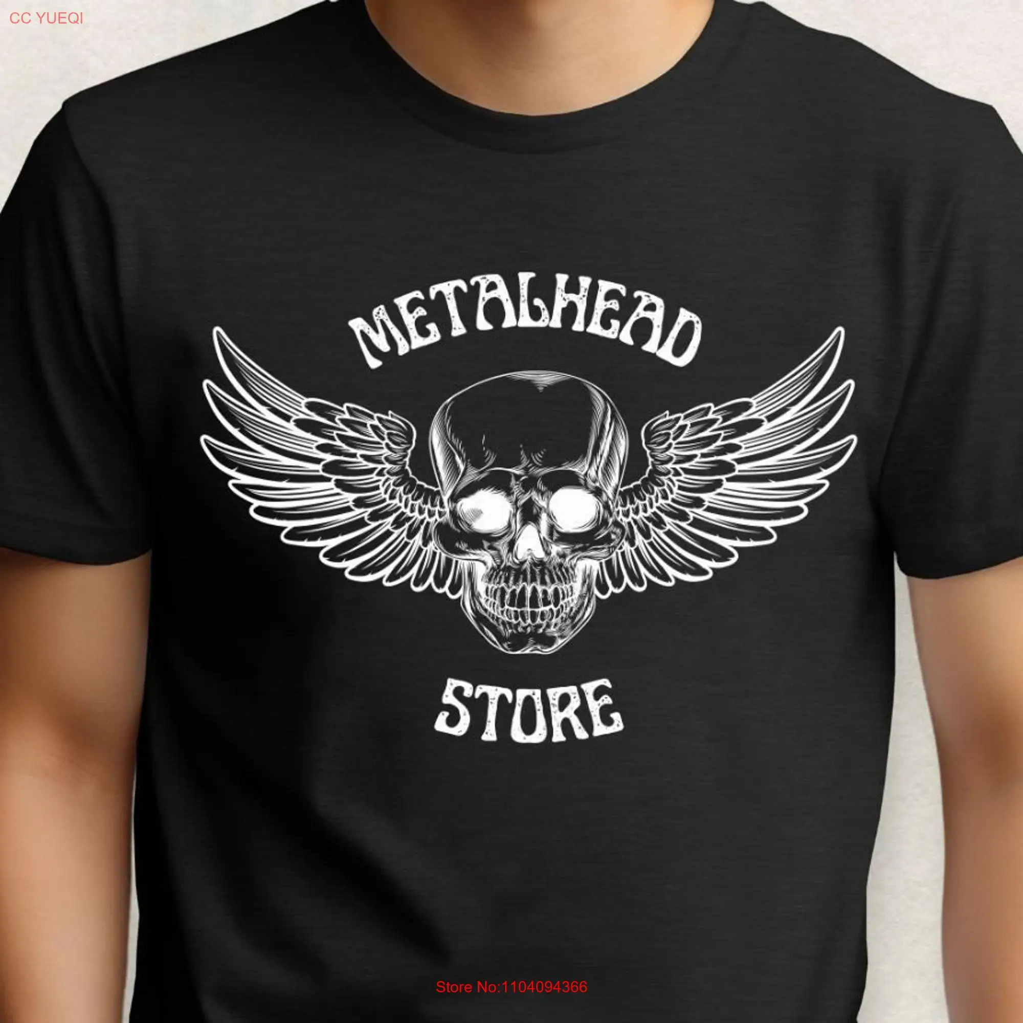 Metalhead Store Logo T Shirt Style 2 Mens rock Music Musician tee for Husband Boyfriend long or short sleeves