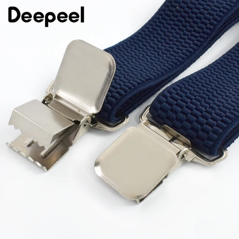 สายเอี๊ยมผู้ชาย 1 ชิ้น ขนาด 3.8*120 ซม. แบบ 4 คลิป สายยางยืด ปรับได้ รูปตัว X สำหรับผู้ใหญ่ สายรัดกางเกง จ๊อคสแตรป