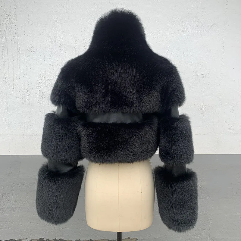 Fanpuguizhen jaqueta de pele sintética grossa de luxo feminina lapela quente casaco de pele de raposa falsa de alta qualidade moda inverno outerwear para senhoras