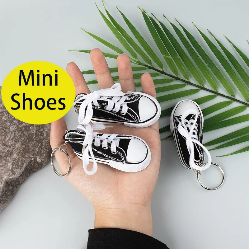 12ks roztomilá mini plátna teniska klíčenka tenis boty klíčenka sport teniska keyrings pro brašna