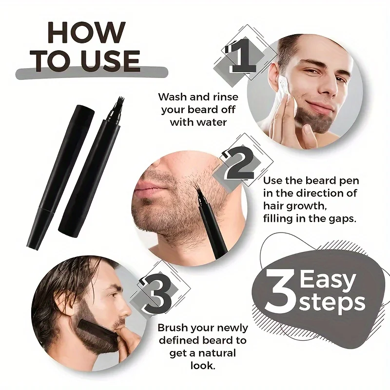 Hot Sale Beard Filling Pen Kit Beard Enhancer Brush Beard Coloring Shaping Tools Waterproof Black Brown Hair Pencil Man Cosmetic