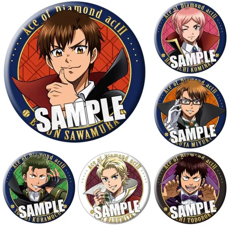 Daiya No Ace Kanemaru Shinji 58mm Iron Metal Brooch Round Icons