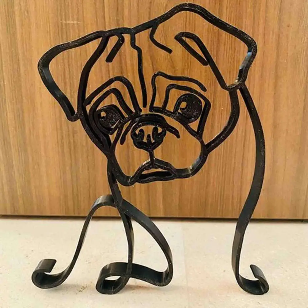 Dog Art Sculpture Metal Dog Room Decor Abstract Minimalist Art Iron Figurines Office Desktop Accessories For Home Decorations