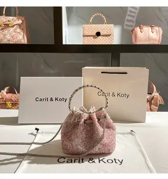 奢華水晶粉紅水鑽晚餐手拿包婚禮派對水桶包女士手提包斜背包 8 最佳銷售 粉紅色手拿包 - №7