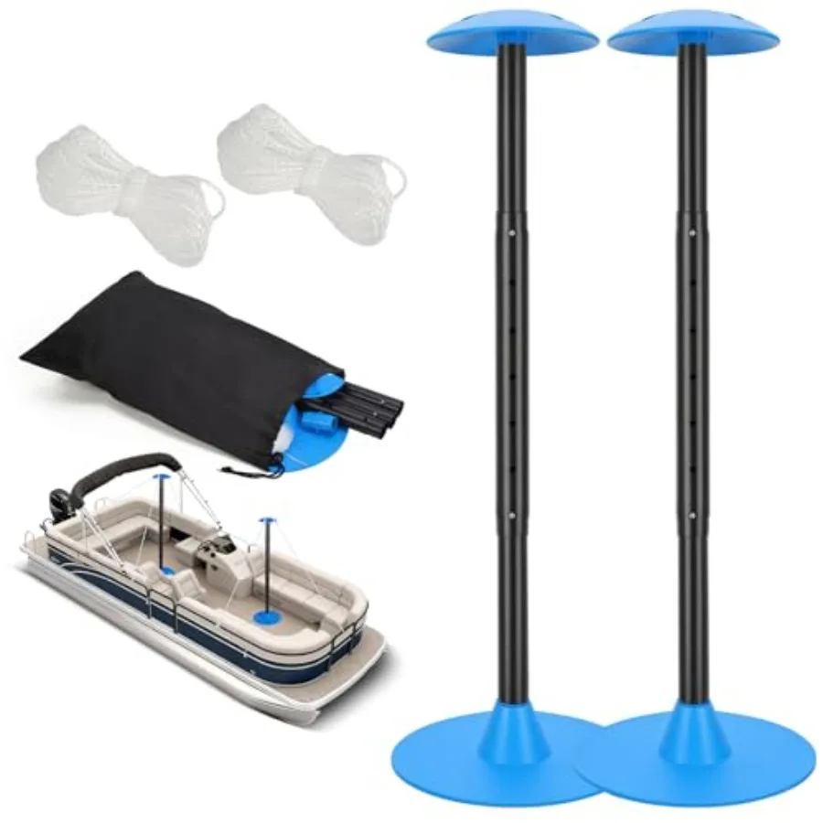 

Boat Cover Support Poles 20"-50" with Anti-UV Ropes and Storage Bag 7 Heights Adjustable Telescoping Steel Support Pole System