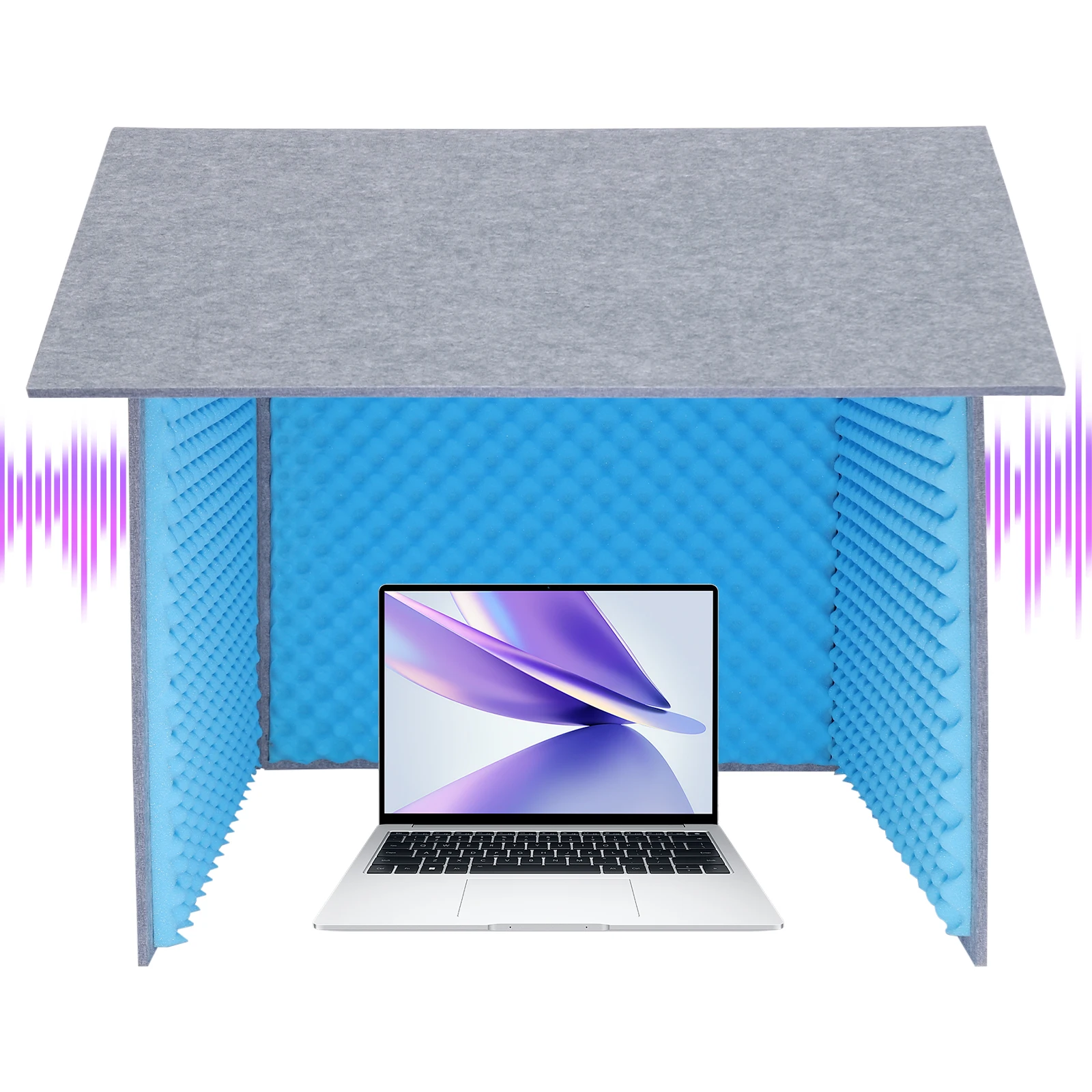 80*80*80cm Desktop Soundproof Cover Isolation Booth Vocal Sound Absorbing Shield for Recording Studios, Control Rooms