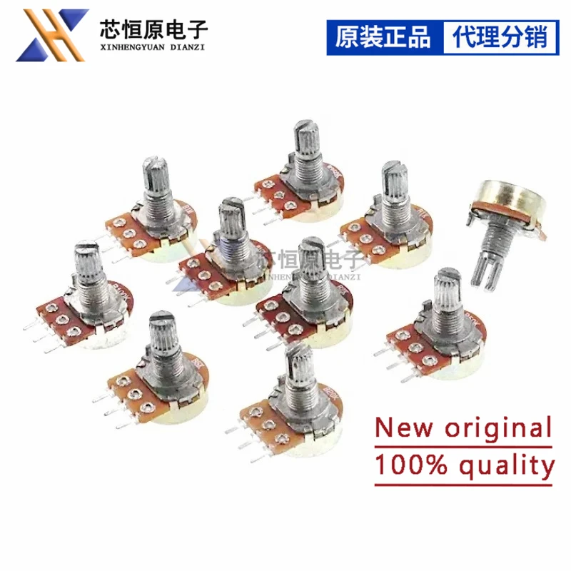 5pcs WH148 15mm 3Pin Linear Potentiometer With Nuts And Washers 1K 2K 5K 10K 20K 50K 100K 200K 250K 500K 1M Potentiometers Kit