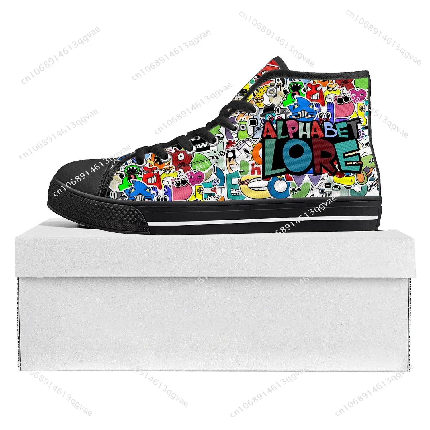 Alphabet Lore High Top High Quality Sneakers Mens Womens Teenager Canvas Sneaker Casual Couple Shoes Custom Made Shoe Black