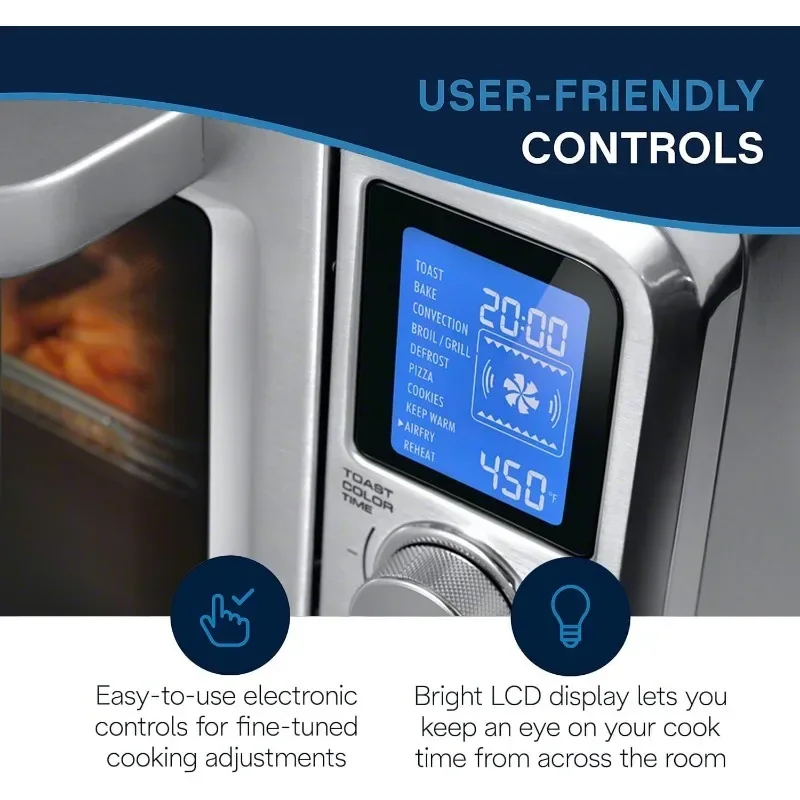 De'longhi Digitale Lucht Friteuse True Convectie Oven Met Ingebouwde Verlichting Reheat Presets Rvs