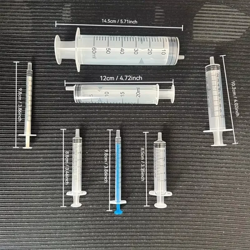 Three Sets Are Available, Containing Syringes of Various Capacities, Suitable for Liquid Refilling and Scientific Laboratory Use
