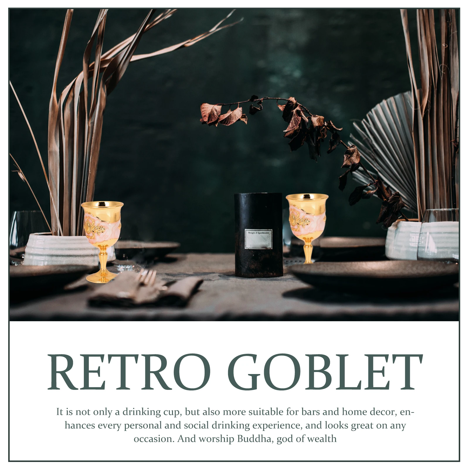 

Vintage Metal Wine Cup Zinc Alloy Goblet Retro Style Embossed Design for Home Banquet Cocktail Decor Collection