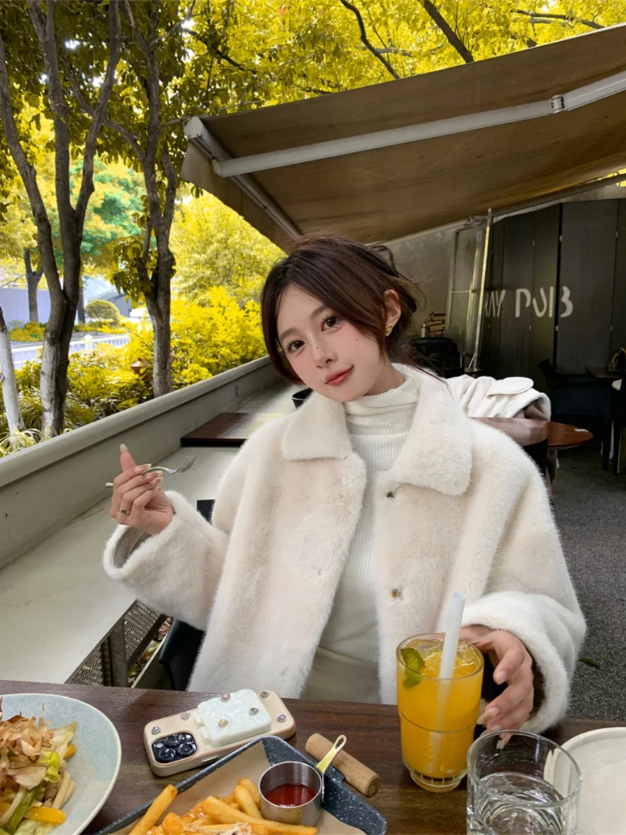 Cappuccio in pelliccia sintetica Cappotti da donna a pois al ginocchio da sera Giovane giunzione Moda Bottoni accoglienti Flowy Allentato Multi lungo Casual