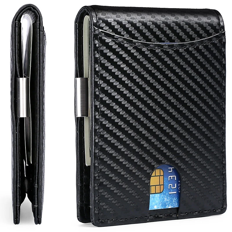 本革メンズショートウォレット-rfid-ブロッキングカードホルダーマネークリップ牛革多機能財布ヨーロッパアメリカ向け