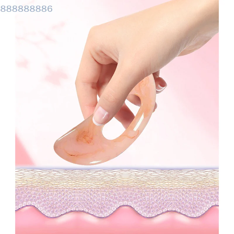 [B]Curved Blade Shaped Facial Scraping Board 1PC Guasha Board Natural Stone Synthetic Resin Scrpy Aping Board Massage Tool