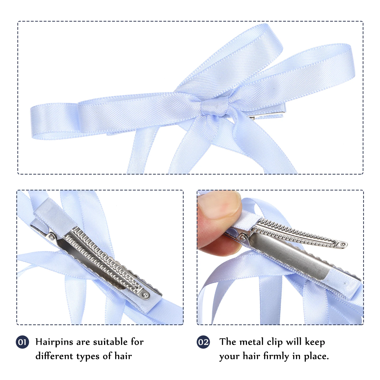 

4pcs Bow Clip Soft Cloth Metal Tassel Women Girls Thick Curly Hair Daily Party Wedding Hair Ribbon Braid Tool