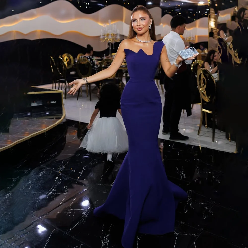 

Formal Party Dress for Women Purple One Shoulder Mermaid Floor Length Jersey Evening Gowns Wedding Guest Dress Customized