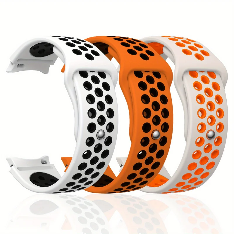 Silikon-Sportuhrenarmband mit atmungsaktiven Löchern, zweifarbig, für Samsung Galaxy Watch 7/FE/6/5/4, atmungsaktives Sportdesign