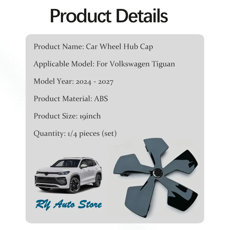 Car Wheel Hub Caps For Volkswagen Tiguan MK3 VW Tiguan L PRO CT1 2024-2027 19inch Black Decorative Wheel Tire Modification Parts view 2