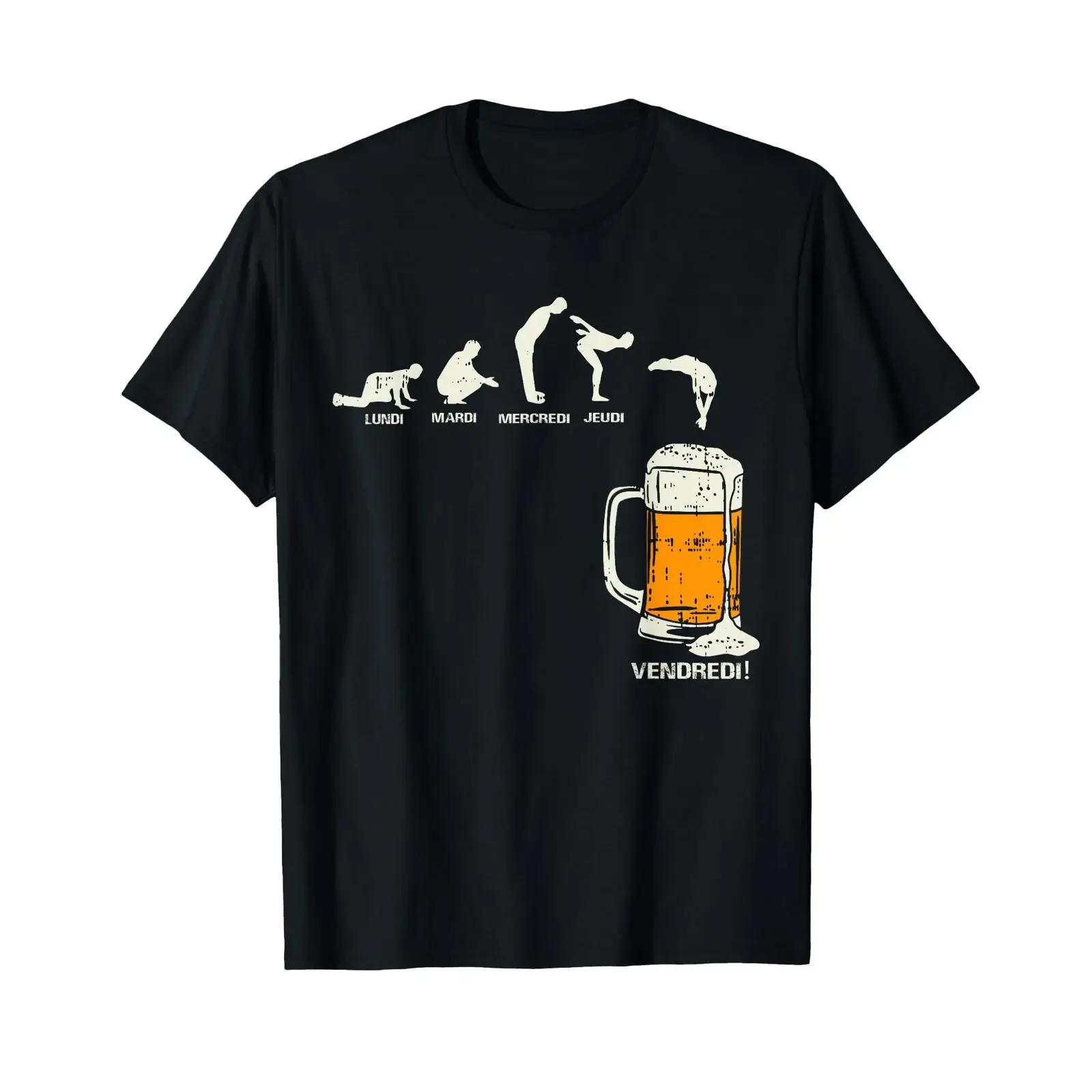 Days Of The Week And Beer Funny Lover Man T Shirt Black vintage Washed Comfortable Versatile Stretched streetwear graphic