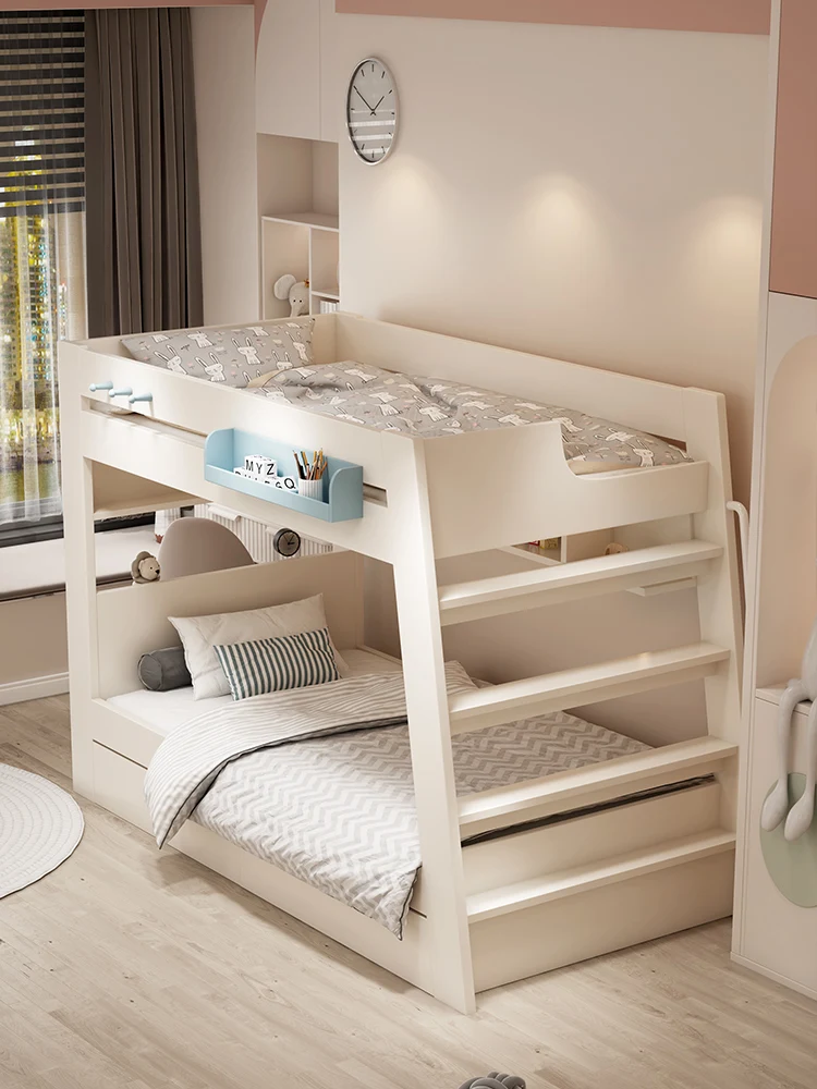 

Children's bed, double layer bed with the same width above and below, small family wooden bed, high and low mother bed