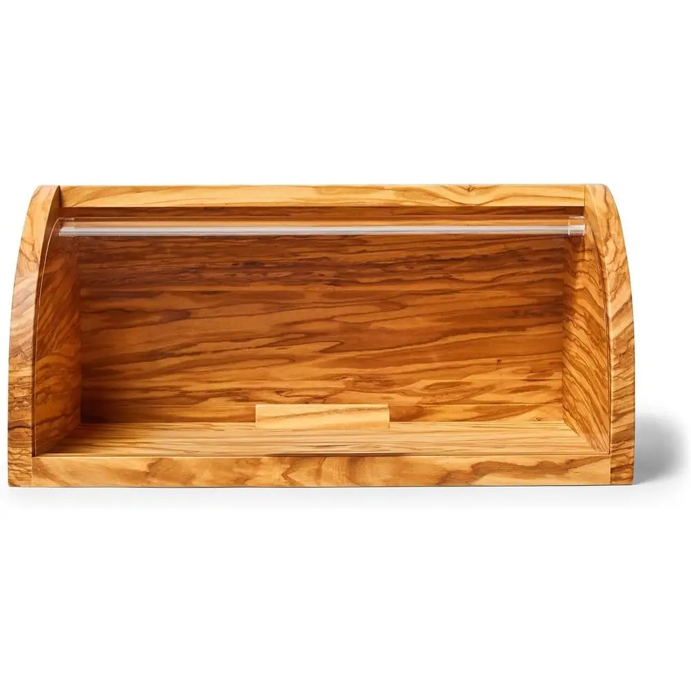 

Natural Hardwood Bread Box with Clear Lid, 14.2 Countertop Storage, Preserves Freshness