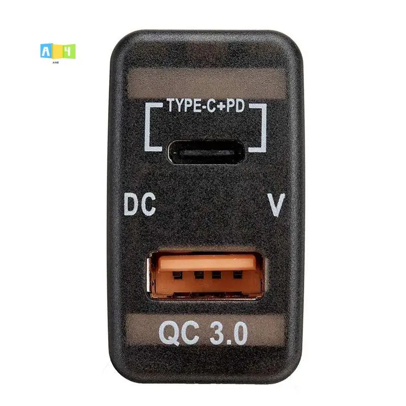 A04E-3X Car Type-C+PD QC3.0 Dual USB Adapter Dashboard Socket Voltmeter For Landcruiser Prado FJ Cruiser Hiace RAV4