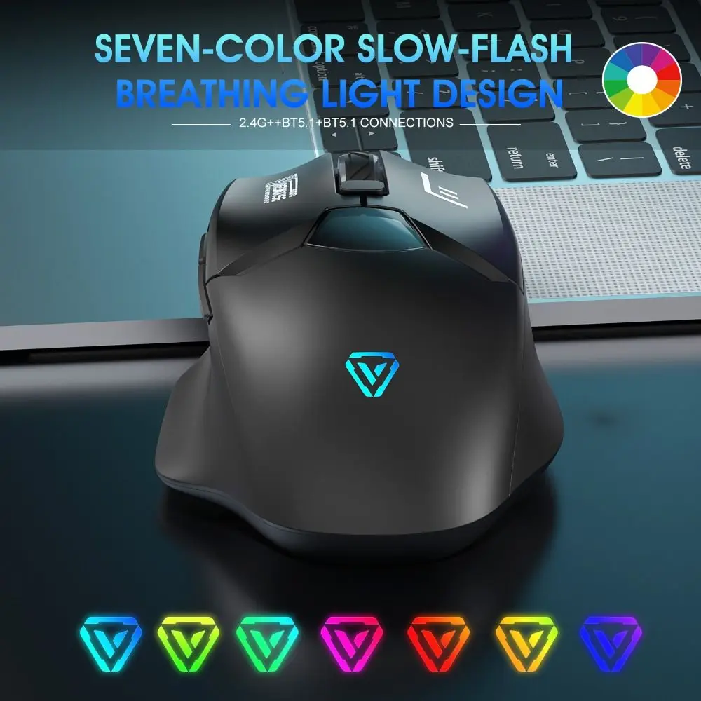 

Беспроводная мышь с двумя режимами работы, умным ЖК-дисплеем, бесшумная Bluetooth-мышь, перезаряжаемая, портативная, универсальная для планшетов, офиса и игр