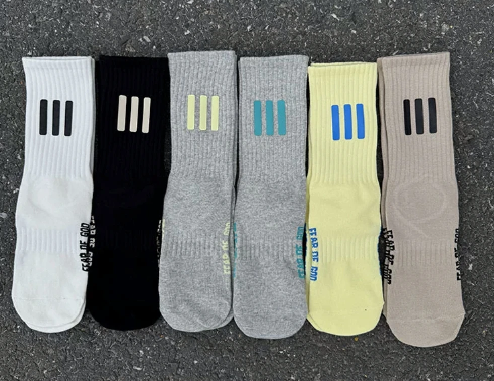 جوارب رجالية ثلاثية الأبعاد طباعة سيليكون قطن رياضة الهيب هوب كرة السلة سكيت أبيض/أسود بالجملة 3 زوج/صندوق #6