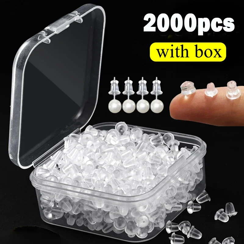 500-2000pcs Soft Silicone Rubber Earring Back Stoppers for Stud Earrings DIY Earring Findings Accessories Bullet Tube Ear Plugs