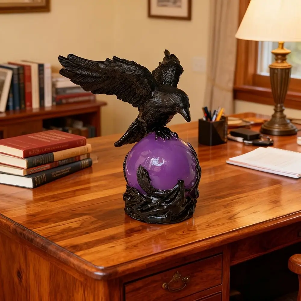 Scary Ornaments Desktop Ornaments Gothic LED Lamp Creative Halloween Bird Sculptures Decoration Raven Statues Home Decor