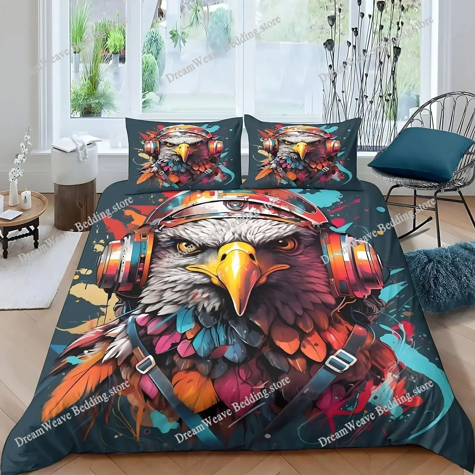 

Eagle Duvet Cover Set Queen Size for Adults Animals Pattern Bedding Set Stylish Decorative Bird Comforter Cover Luxury Gift