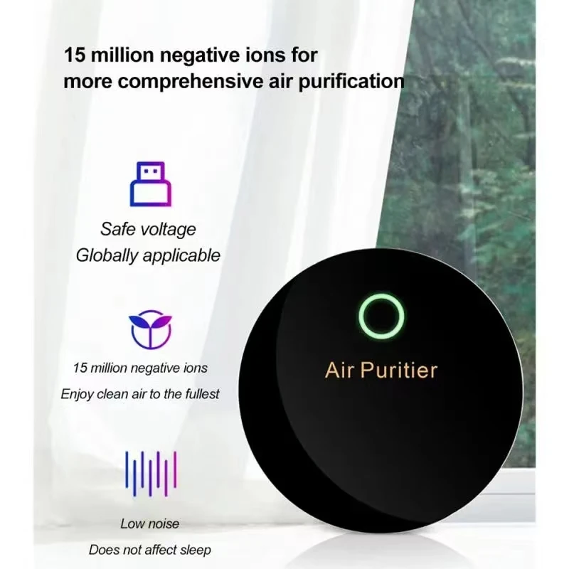 Car Air Purifier Negative Ion Generator Smoke Dust Odor Removal Filtration Element For Home Vehicle Usb Electronic Deodorizer