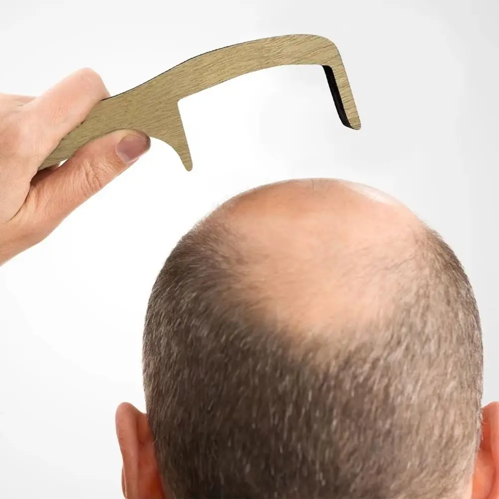 Wooden Comb Bald Man Comb Novelty Design Scratch-Free Hair Buffer Toothless Comb Easy-Grip Bald Man Brush Father's Day Gift
