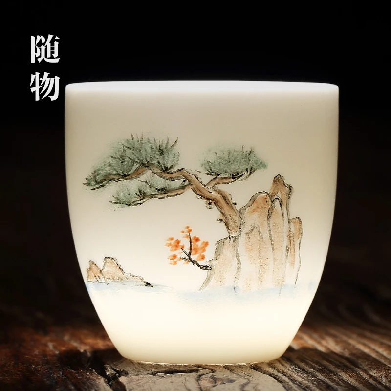 

Hand-painted Sheep Fat Jade Master Jingdezhen Ceramic Single White Porcelain Kung Fu Personal Tea Cup