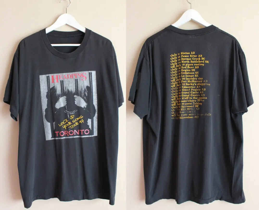 

Remake Vintage 1997 Headpins 'Lock Up Your Sons Tour' Two-Sided shirt TE7109