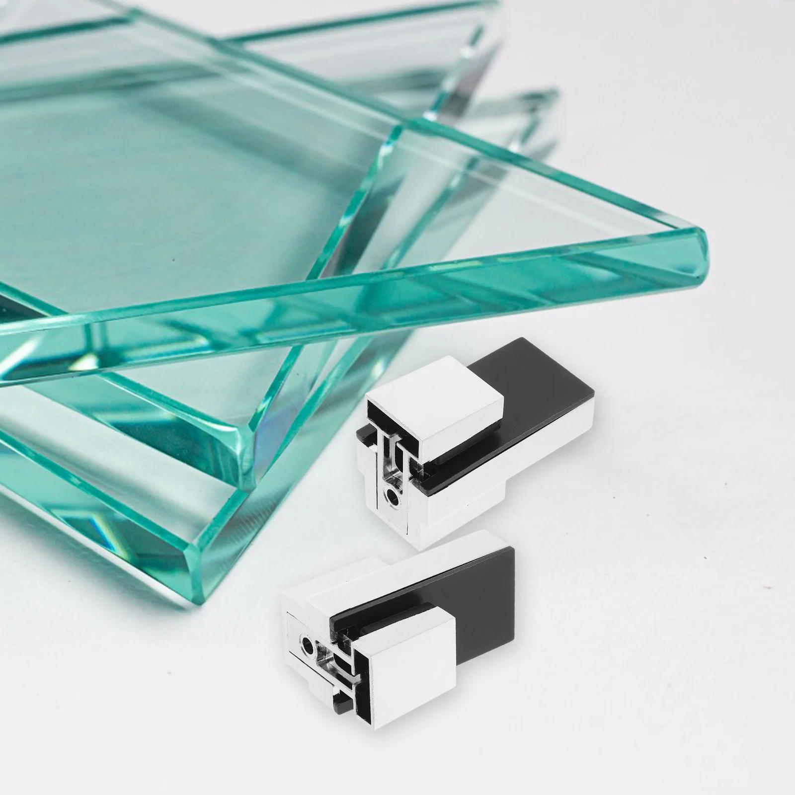 

4Pcs Glass Brackets Sturdy Fixed Clamps Shower Glass Shelf Holder Metal Mount Support Kitchen Indoor Panel Clip Retainer