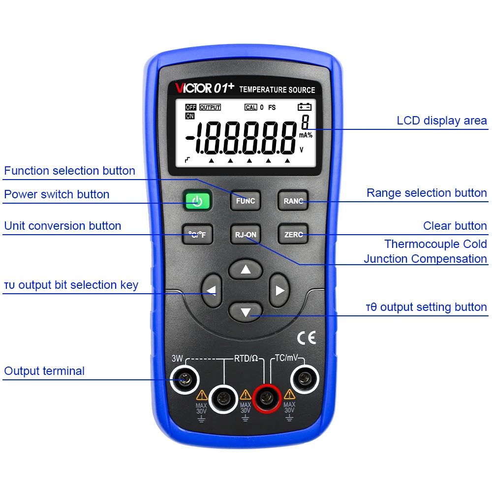 Victor 01+ Temperature Calibrator High Precision Output Temperature Verification Detector User Calibration Source Thermocouple