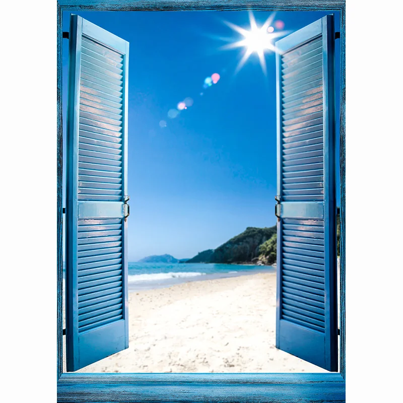 ZHISUXI-Fondo de fotografía Digital, telón de fondo de playa de arena, vacaciones de verano, árbol de coco, paisaje, ventana, JK-19 de estudio fotográfico