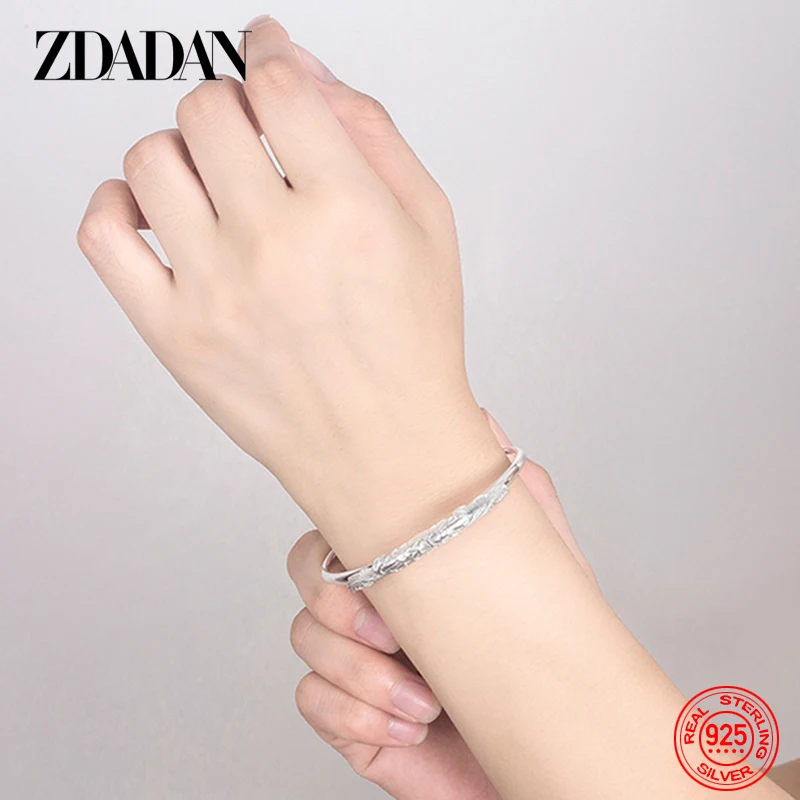 ZDADAN 925 Silver Adjustable Bracelet Bangle For Women Wedding Fashion Jewelry