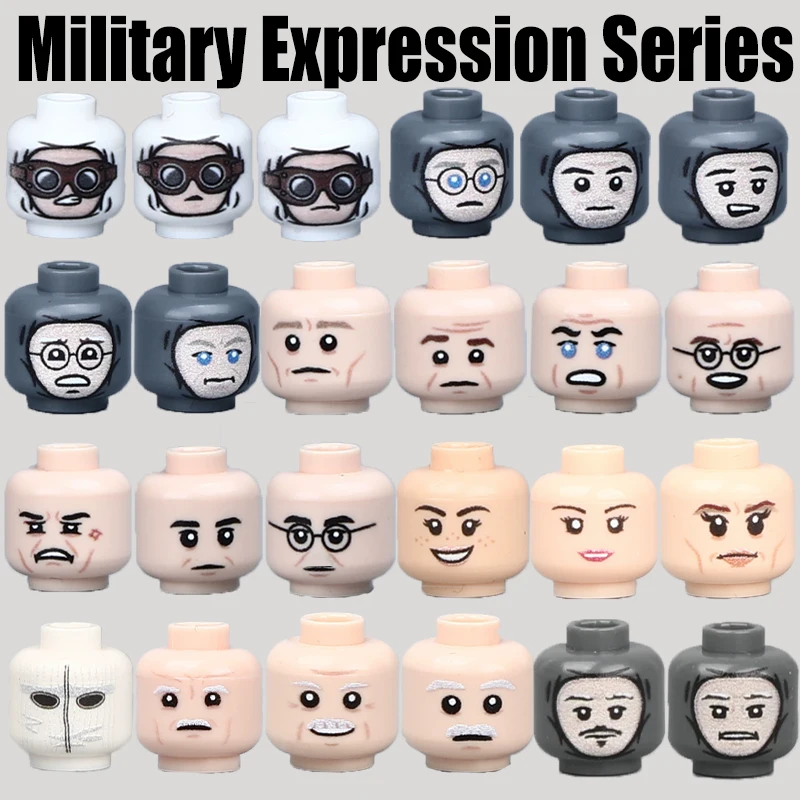 

WW2 Military German Expression Series Building Blocks Army Warrior Snow Soldier Figures Accessories Head War Bricks Toys Gifts