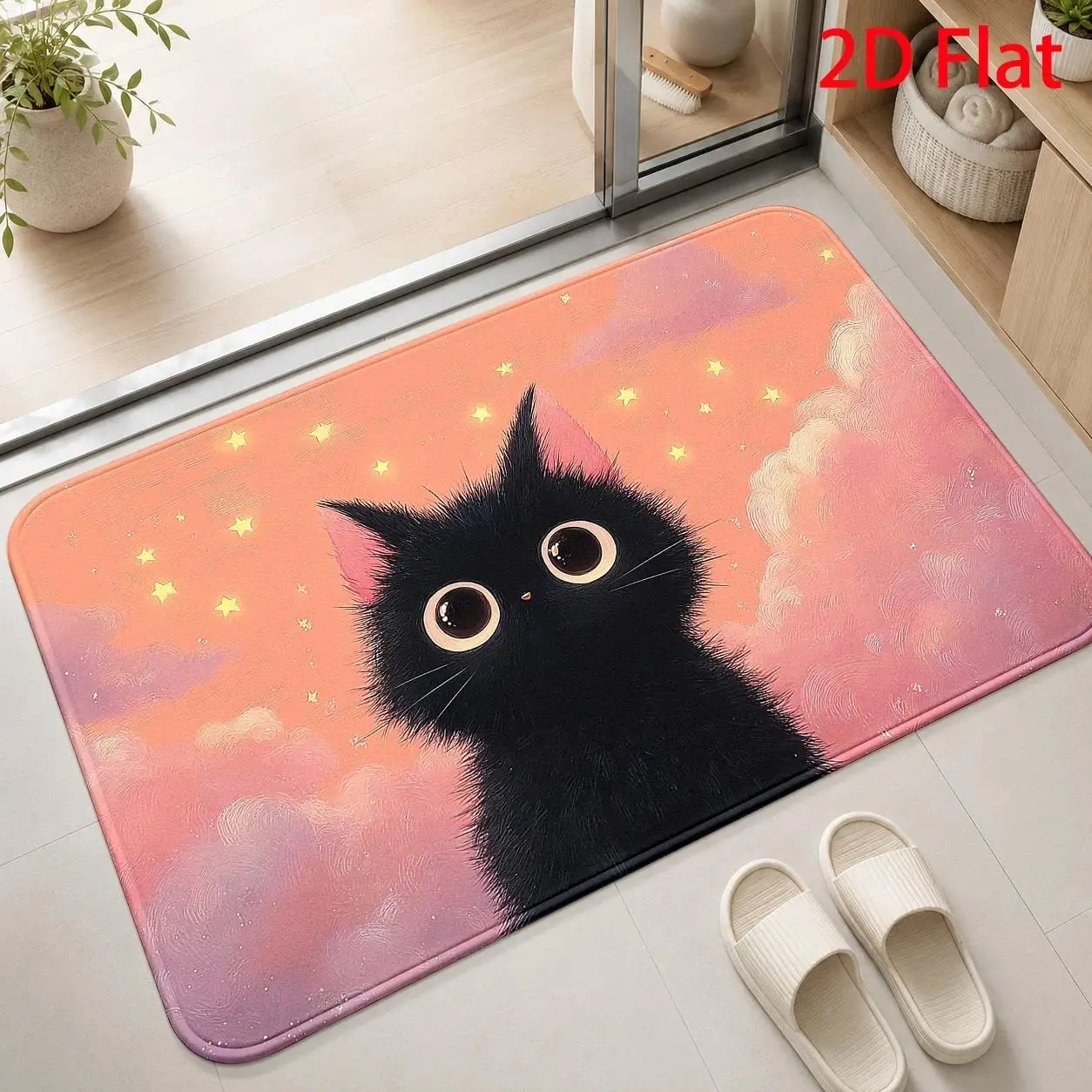 Colorful Floral Butterfly Welcome Rug For Bright Entryway Cheerful Greeting Non Slip Indoor Floor Mat