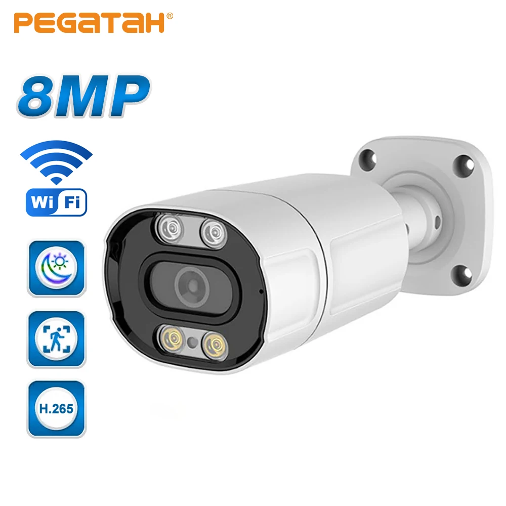 

PEGATAH 4K 8MP IP Camera Outdoor P2P POE H.265 Onvif CCTV 5MP Color Night Vision Human Detection Waterproof Security Cameras