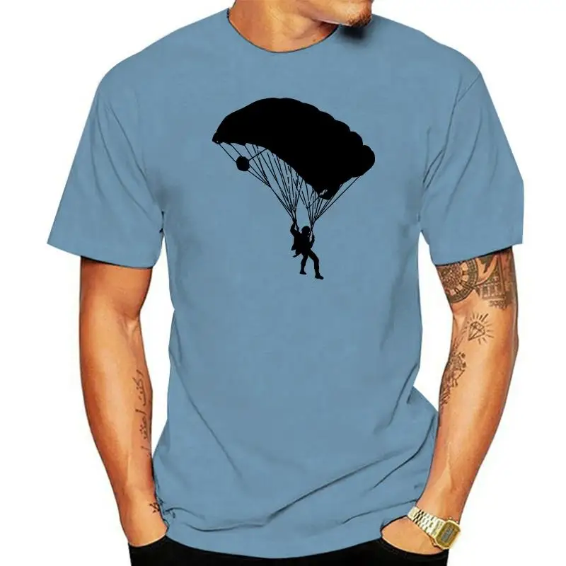 Men's T Shirts Parachute Jumping Tee Shirts Jumper Silhouettes Skydiver Parachutist Mens T-Shirts Youth 100% Cotton Men Vintage