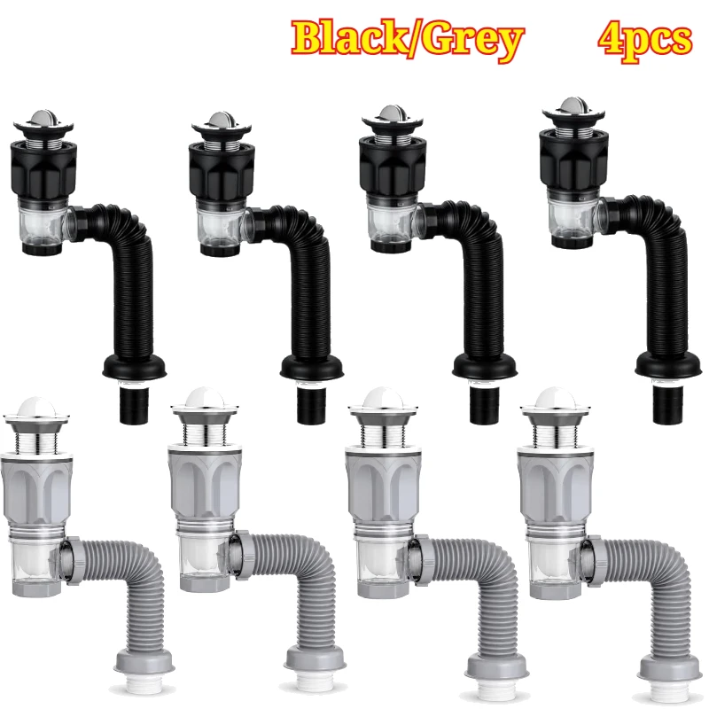Bathroom Sink Drain Assembly Kit Pop-up Sink Stopper with Flexible Anti-odor Drain Pipe for Wash Basin Sink Replacement Plumbing