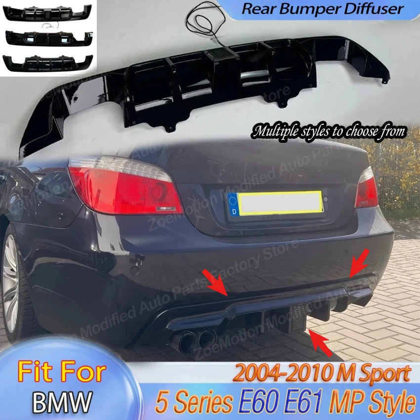 MP Style for BMW 5 Series E60 E61 2004-2010 M Sport Rear Bumper Diffuser Plate Splitter Tail Spoiler Body Kit Tuning Car Parts