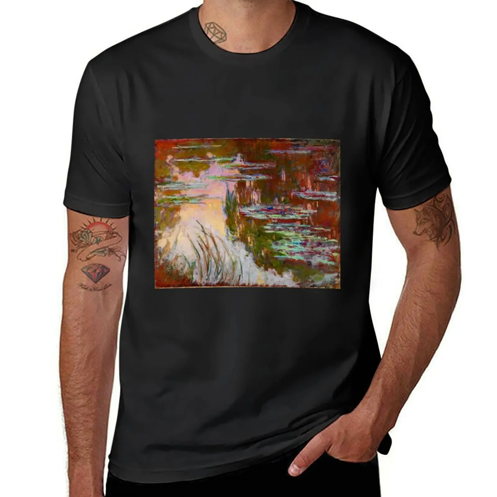 

Water-Lilies, Setting Sun Monet Fine Art T-Shirt kawaii clothes vintage summer tops t shirts men