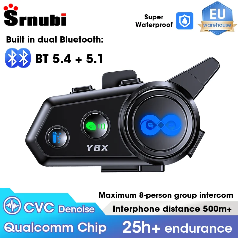 Casque de moto Jansite avec intercom Bluetooth, puce Bluetooth double 5.1+5.4, réseau Mesh pour 8 motards, réduction de bruit CVC DSP, étanche, montage séparé, assistant vocal IA, pour casques intégraux, demi-casques et casques vintage
