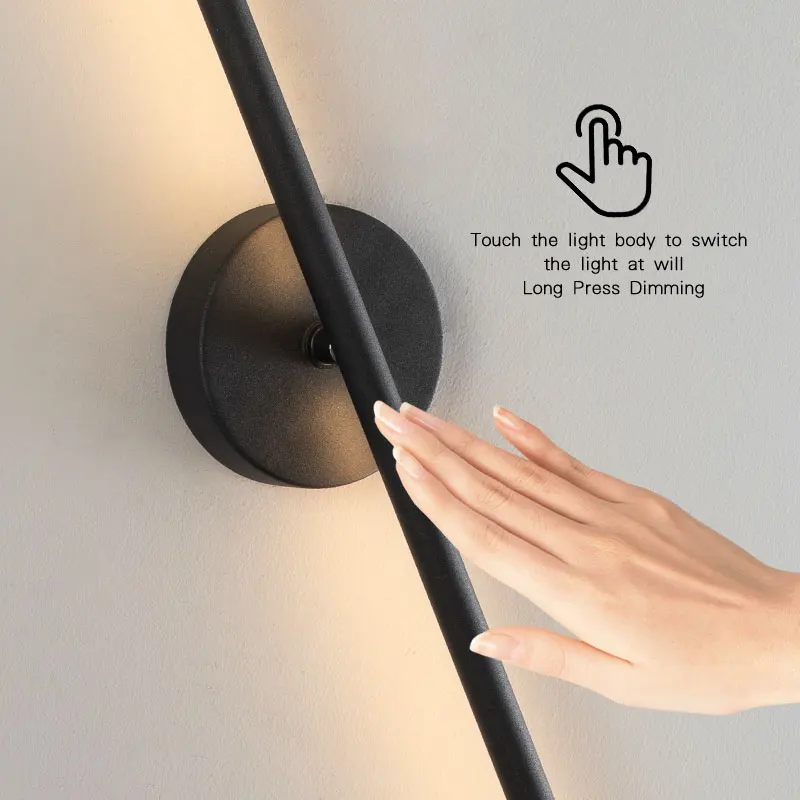 Interruptor táctil para interiores, lámparas LED de pared regulables, accesorios de iluminación para dormitorio, sala de estar, candelabro de pared