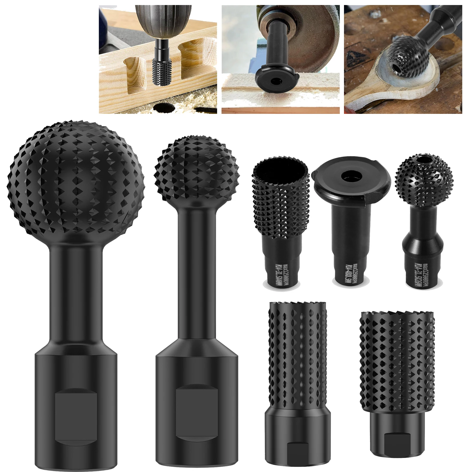 Sphere Rotary Burr with 5/8-11 Threads Ball Gouge Angle Grinder Attachments Power Carving Tools for Wood Carving Grinding Engra